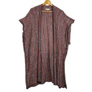 Woven Heart Women Sleeveless Cardigan Sweater Poncho Lagenlook Layering Fall